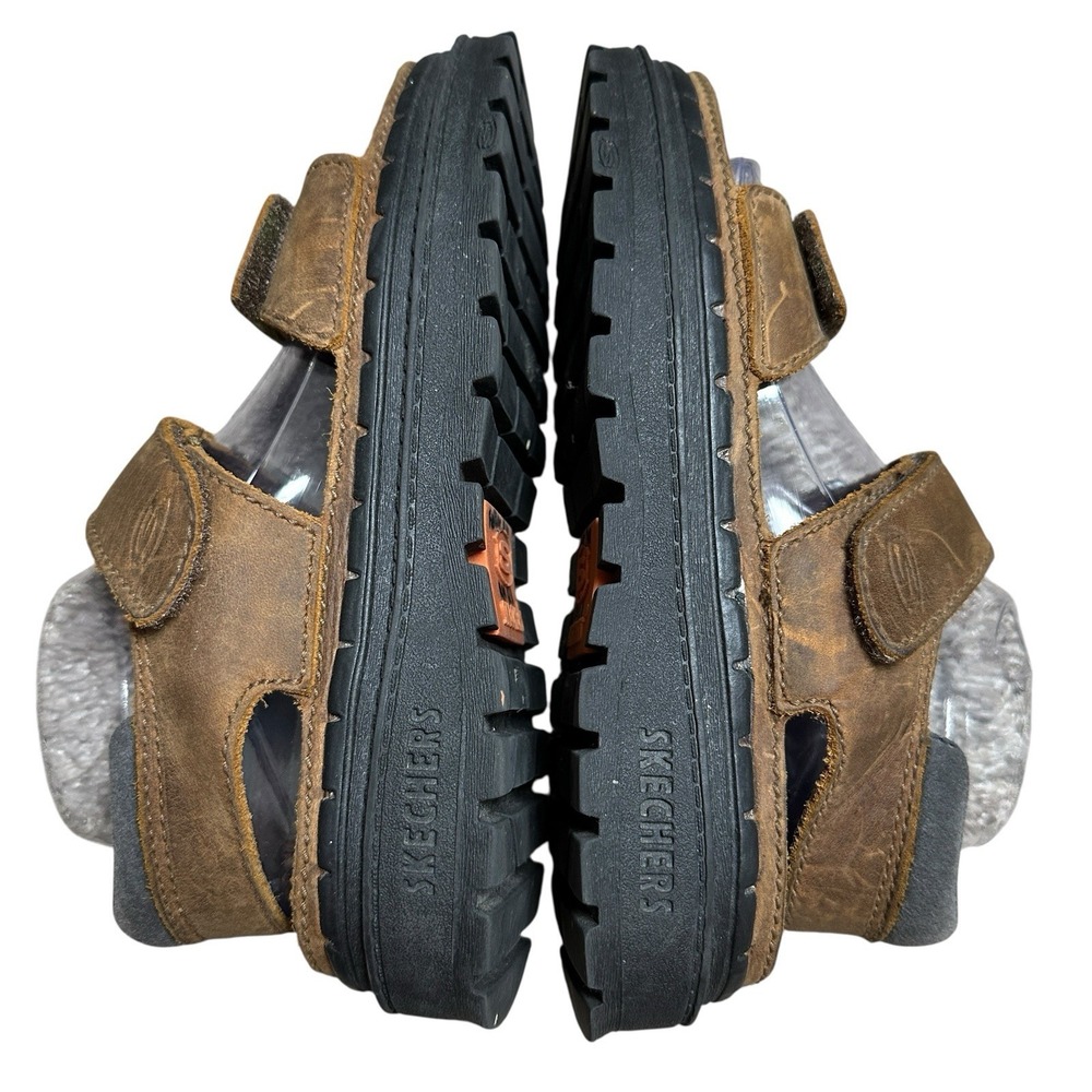 VTG Y2K Skechers Women's Chunky Leather Platforms Sandals Size 7 Brown Grunge - Picture 5 of 16